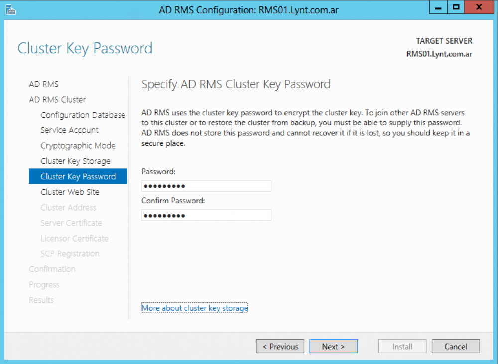 cluster key password