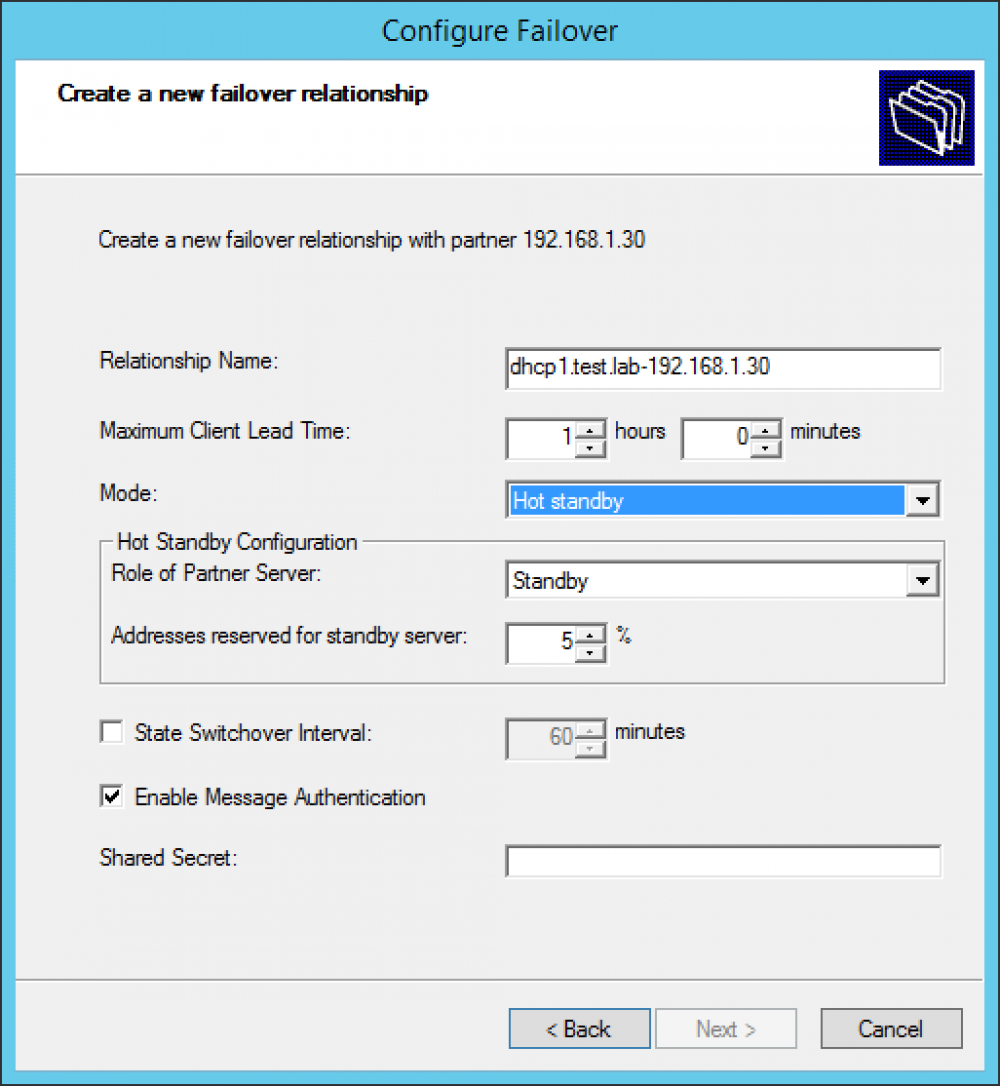 Failover config. DHCP Failover hot Standby. ОС WS 2012. 9. Создание и настройка DHCP-Failover.